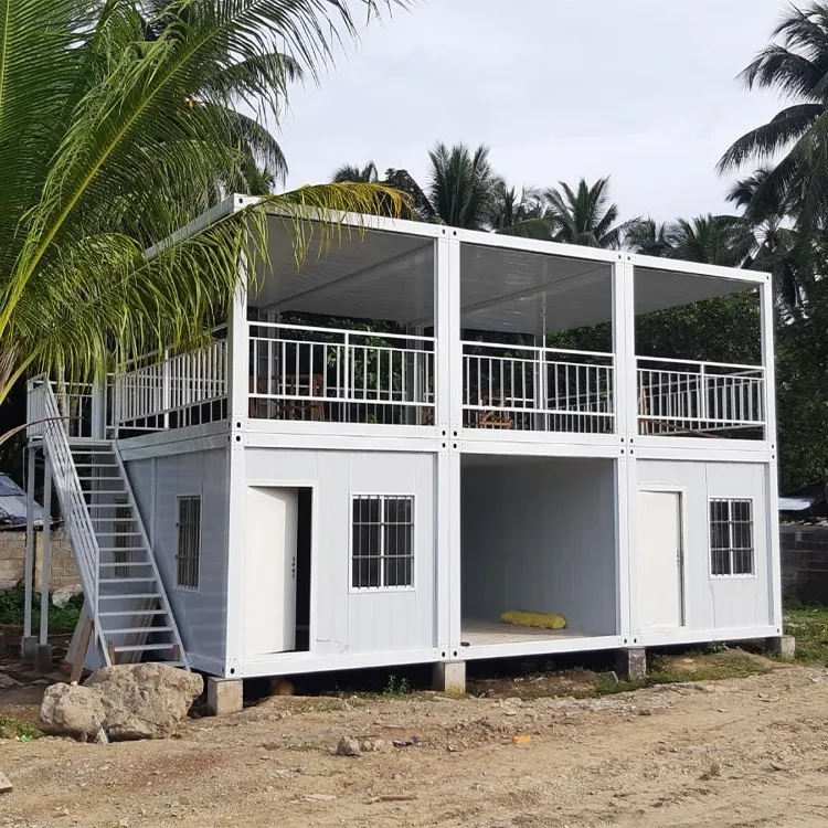 Two-story modular house with balcony