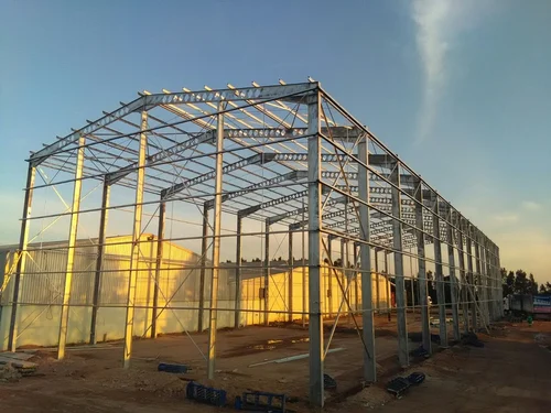 Steel frame structure under construction