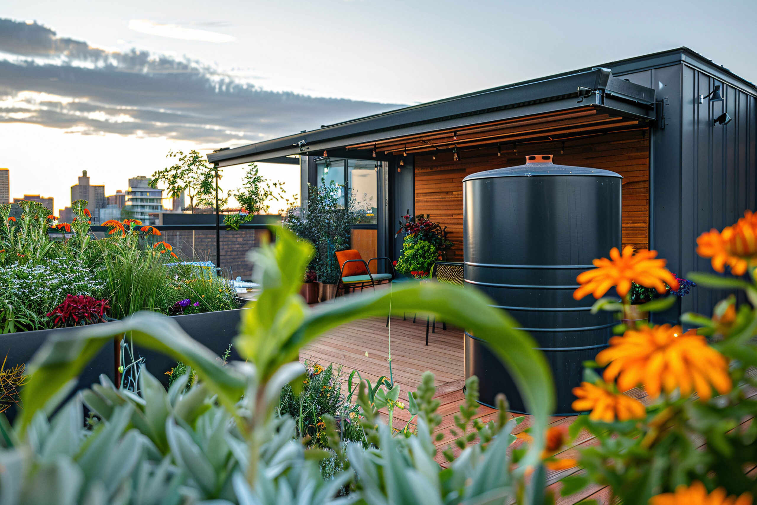 Rooftop garden with city view