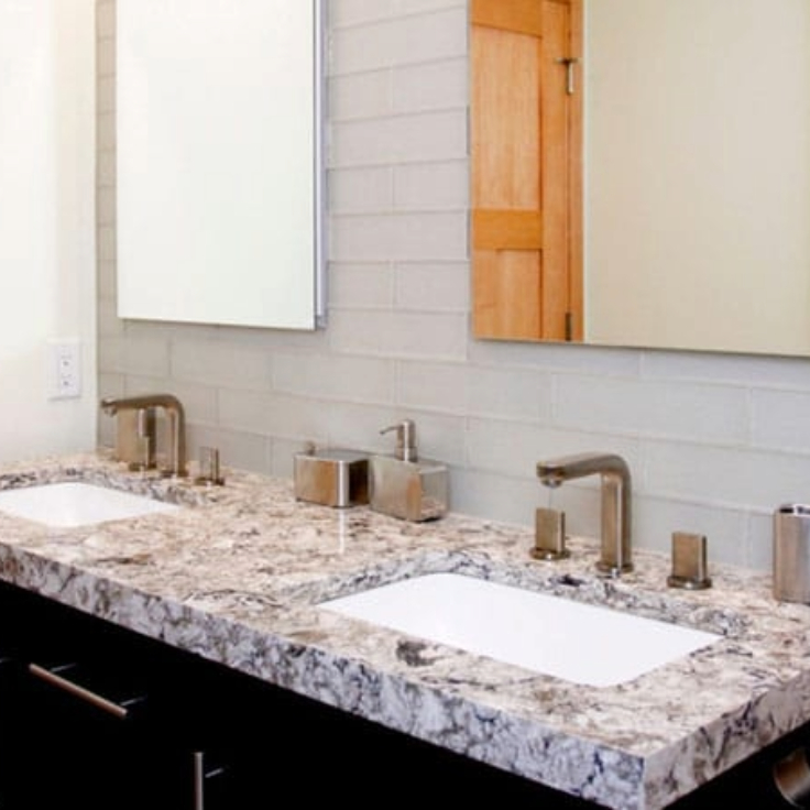 Modern bathroom with double sinks