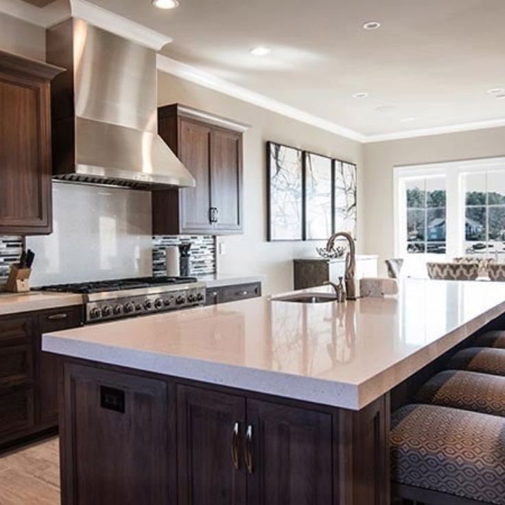 Modern kitchen with white countertops