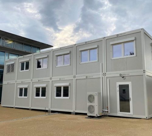 Modern prefabricated building with multiple units